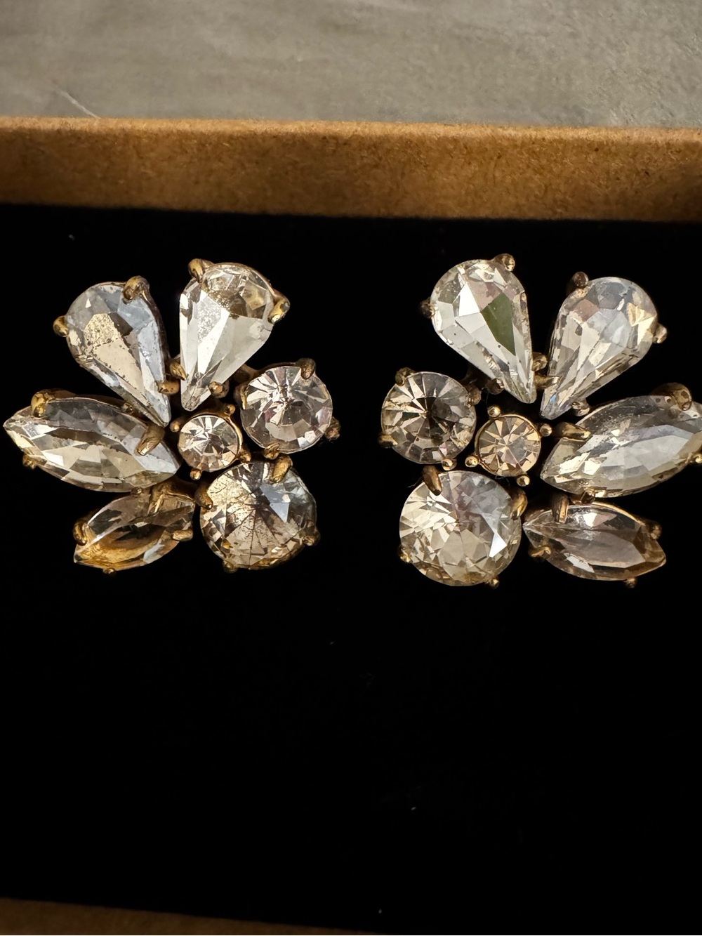 J. Crew Crystal Cluster Gold-Tone Statement Earrings - Clear